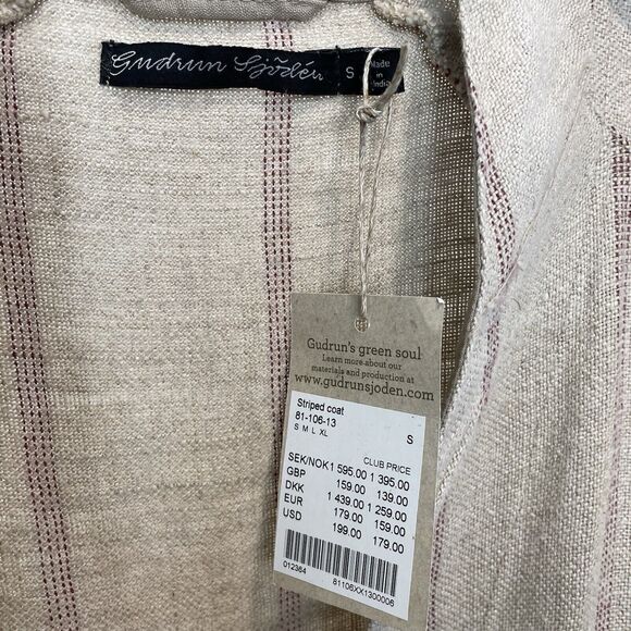Gudrun Sjoden Striped Linen Cotton Dress Jacket Small Lagenlook Button Down - Picture 3 of 11
